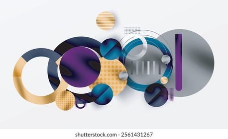 Abstract Circle Design with Overlapping Transparent Geometric Shapes