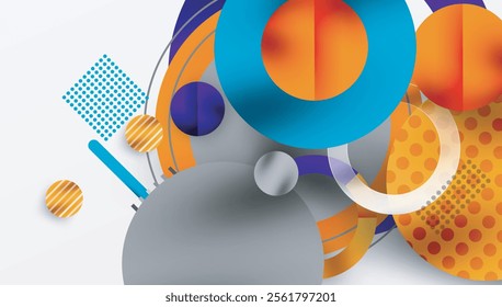 Abstract Circle Design with Overlapping Transparent Geometric Shapes