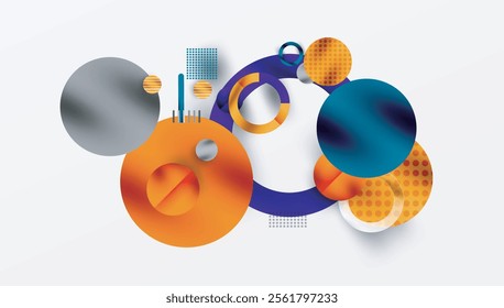Abstract Circle Design with Overlapping Transparent Geometric Shapes