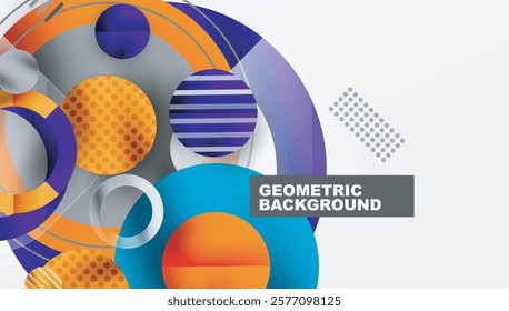 Abstract Circle Design with Overlapping Transparent Geometric Shapes