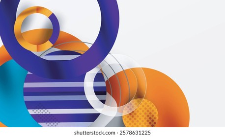 Abstract Circle Design with Overlapping Transparent Geometric Shapes