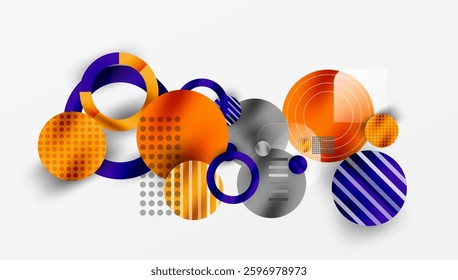 Abstract Circle Design with Overlapping Transparent Geometric Shapes