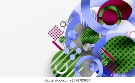 Abstract Circle Design with Overlapping Transparent Geometric Shapes