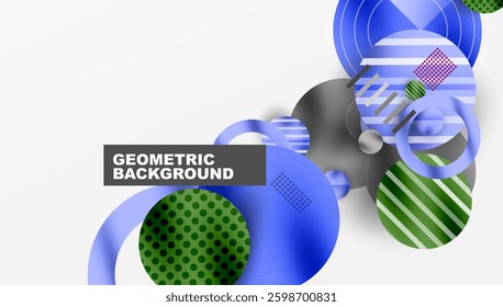 Abstract Circle Design with Overlapping Transparent Geometric Shapes