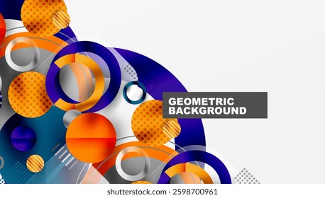 Abstract Circle Design with Overlapping Transparent Geometric Shapes