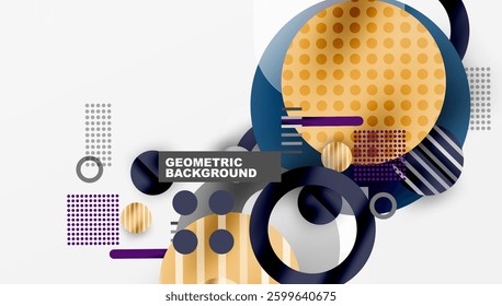 Abstract Circle Design with Overlapping Transparent Geometric Shapes