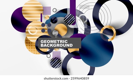 Abstract Circle Design with Overlapping Transparent Geometric Shapes