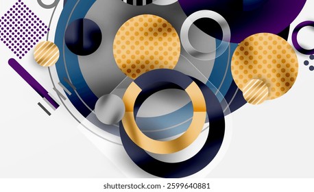 Abstract Circle Design with Overlapping Transparent Geometric Shapes