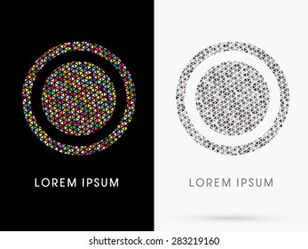 Abstract circle, designed using colorful triangle mosaic, graphic vector.