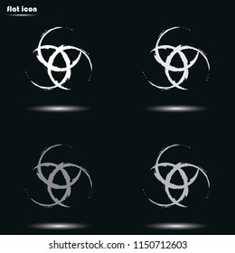 Abstract circle diagram, graph, presentation and chart flat grayscale vector icon. Business concept with 3 options, parts, steps or processes.