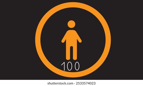 Abstract Circle diagram percentage 100 with man icon on background.