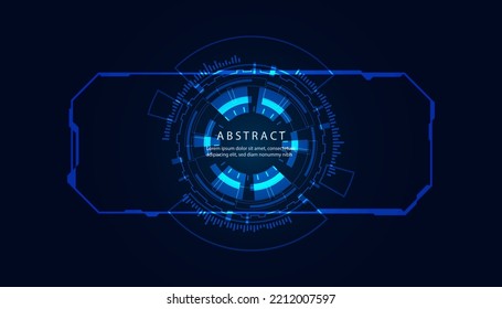 Abstract Circle Digital Circuit Concept Light Circle Network Blue Digital Copy Space for Text Wallpaper Background Futuristic Modern.