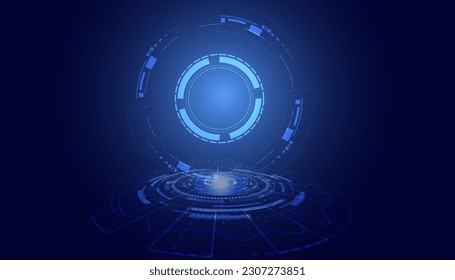 Resumen Círculo Digital Concepto Conexión de red Círculo claro Fondo digital azul Futurista moderno.