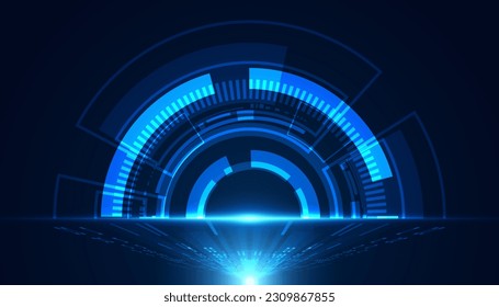 Resumen Círculo Digital y la luz brilla el concepto de círculo inteligente moderno en el fondo. Futurista, moderno, digital.