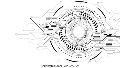 Abstract circle digital on white background. Futuristic technology background.Illustration vector design technology concept about circuit board data.