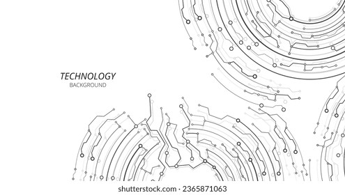 Abstract circle digital on a white background. Futuristic technology background.Illustration vector design technology concept about circuit board data.	