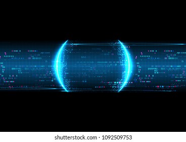 Abstract circle digital over dark blue background, Illustration vector design technology concept about circuit board data, engineer futuristic high tech communication.