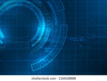 Abstract circle digital over dark blue background, Illustration vector design technology concept about circuit board data, engineer futuristic high tech communication