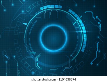 Abstract circle digital over dark blue background, Illustration vector design technology concept about circuit board data, engineer futuristic high tech communication