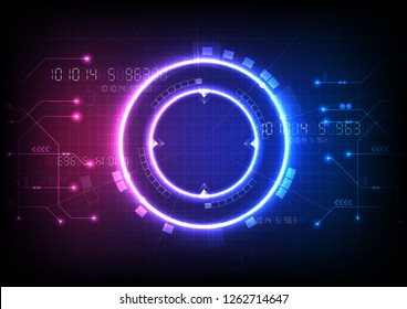 Abstract circle digital over dark blue and pink background, Illustration vector design technology concept about circuit board data, engineer futuristic high tech communication.