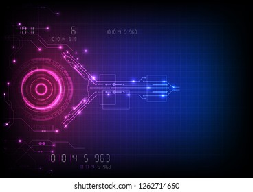 Abstract circle digital over dark blue and pink background, Illustration vector design technology concept about circuit board data, engineer futuristic high tech communication.