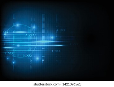 Abstract circle digital over dark blue background, Illustration vector design technology concept about circuit board data, engineer futuristic high tech communication.