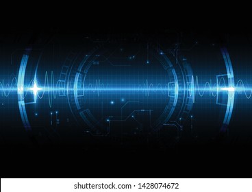 Abstract circle digital over dark blue background, Illustration vector design technology concept about circuit board data, engineer futuristic high tech communication.