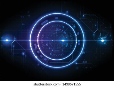 Abstract circle digital over dark blue and pink background, Illustration vector design technology concept about circuit board data, engineer futuristic high tech communication.