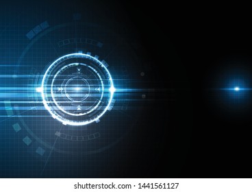 Abstract circle digital over dark blue background, Illustration vector design technology concept about circuit board data, engineer futuristic high tech communication.