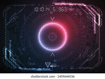 Abstract circle digital over dark blue and red background, Illustration vector design technology concept about circuit board data, engineer futuristic high tech communication.