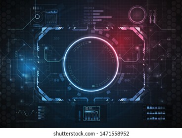 Abstract circle digital over dark blue and red background, Illustration vector design technology concept about circuit board data, engineer futuristic high tech communication.