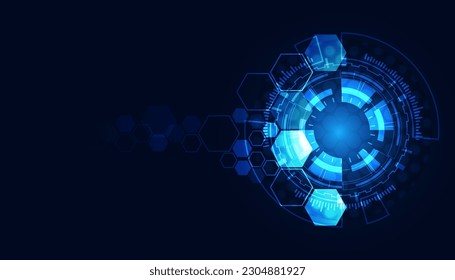 Tecnología digital de círculo abstracta color azul moderno en un bello fondo azul