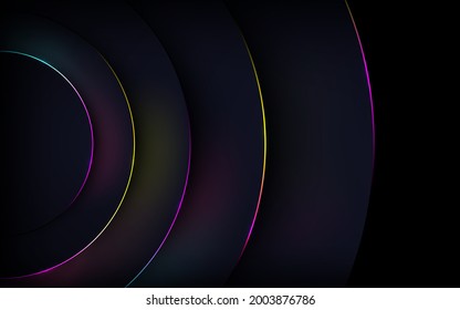 Abstract circle dimension layers with color lighting background