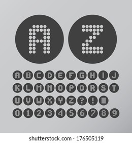 Abstract Circle Dot Font and Numbers, Eps 10 Vector 
