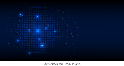 Abstract circle dot pattern on blue violet background hi tech technology blue round dots pink red blue background vector eps10