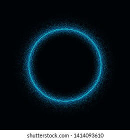 Abstract circle with dots light effect on black background. Vector illustration.