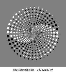 Abstract circle dotted vector background. Halftone effect. Spiral dotted background or icon. Yin and yang style.