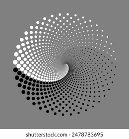 Abstract circle dotted vector background. Halftone effect. Spiral dotted background or icon. Yin and yang style.