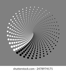 Abstract circle dotted vector background. Halftone effect. Spiral dotted background or icon. Yin and yang style.