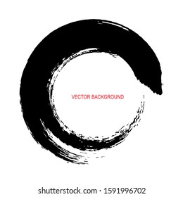 Abstract circle drawn by brush in Japanese Chinese tradition, vector illustration