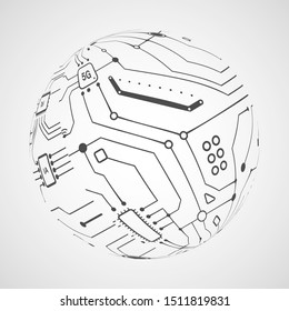 Abstract circle electric circuit shape. Vector illustration