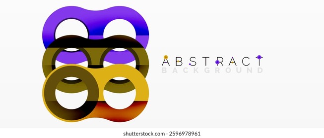Abstract circle element composition with overlapping circular and tubular shapes featuring smooth gradients, transparency effects, and dynamic layering