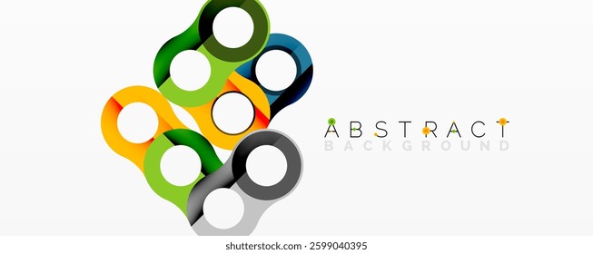 Abstract circle element composition with overlapping circular and tubular shapes featuring smooth gradients, transparency effects, and dynamic layering