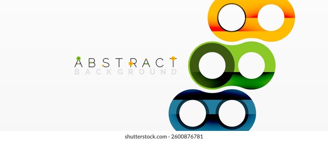 Abstract circle element composition with overlapping circular and tubular shapes featuring smooth gradients, transparency effects, and dynamic layering