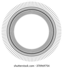 Abstract circle element with geometric lines on white