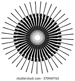 Abstract circle element with geometric lines on white