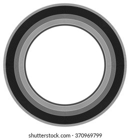 Abstract circle element with geometric lines on white