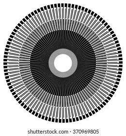 Abstract circle element with geometric lines on white