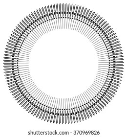 Abstract circle element with geometric lines on white