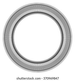 Abstract circle element with geometric lines on white